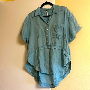 Free people blue linen blouse